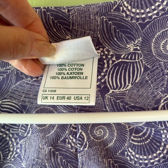 Vintage Women's Laura Ashley lavender shell print  Cotton Apron Dress Size 12 - Picture 4 of 8